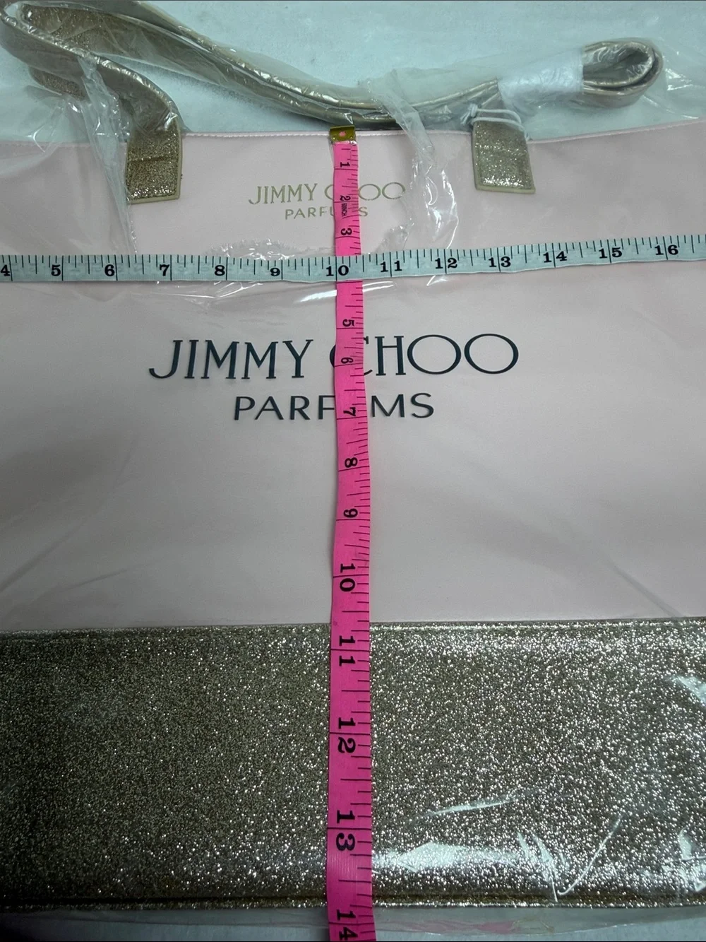Jimmy Choo Pink Tote with Gold Glitter Trim